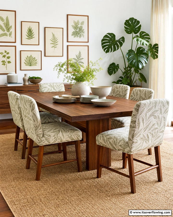 Organic Upholstery Touch - 21 Green Dining Room Ideas to Refresh Your Dining Space