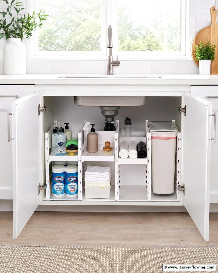 Organize with Adjustable Dividers - 20 Kitchen Sink Organization Ideas to Maximize Space