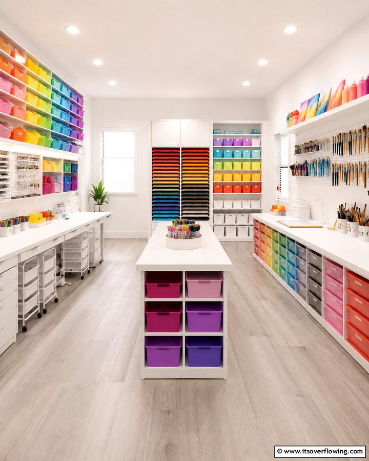 Organized Craft Room with Zones - 30 Organized Craft Room Ideas for Creative Spaces at Home