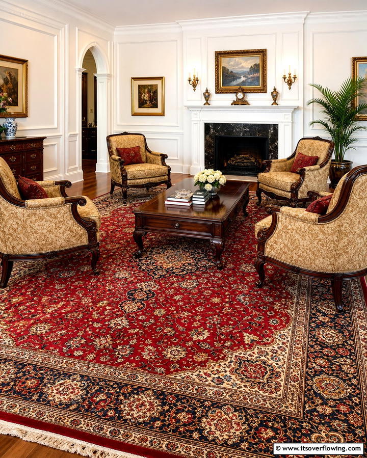 Ornamental Area Rugs - 25 Formal Living Room Ideas for Elegant Gatherings