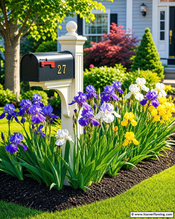 Ornamental Iris Borders - 30 Creative Mailbox Landscaping Ideas for Curb Appeal