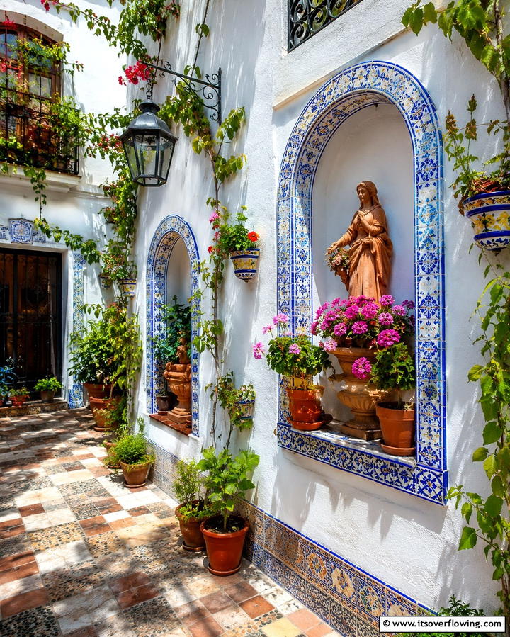 Ornamental Wall Niches - 20 Spanish Courtyard Ideas for a Serene Outdoor Space