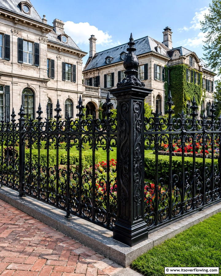 Ornamental Wrought Iron Corner Fence - 30 Innovative Corner Fence Solutions for Yard Boundaries