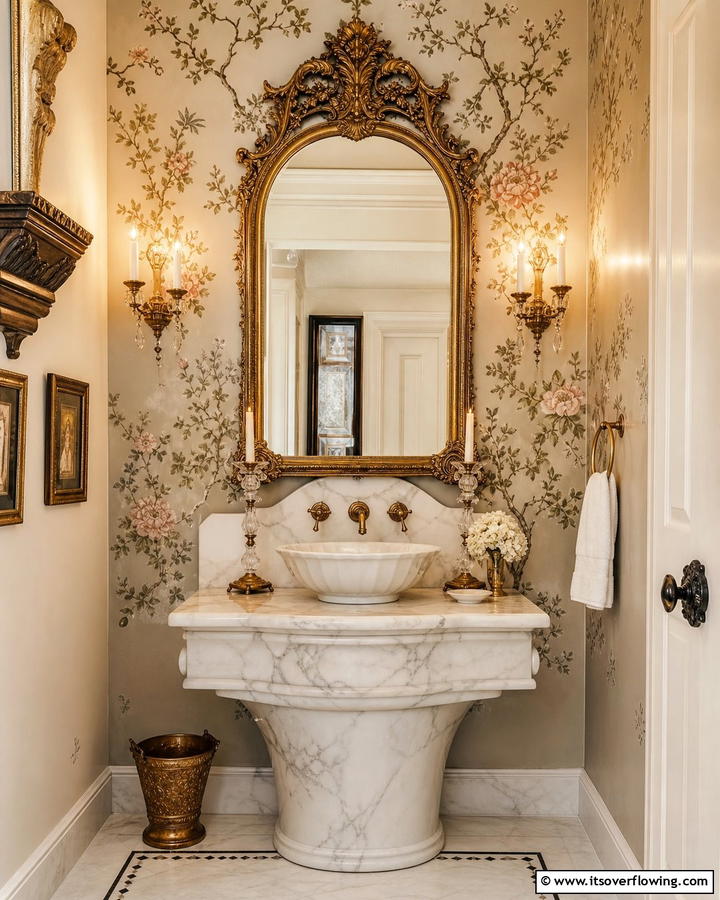 Ornate Antique Mirror - 21 Stunning Bathroom Mirror Ideas to Enhance Your Vanity Area