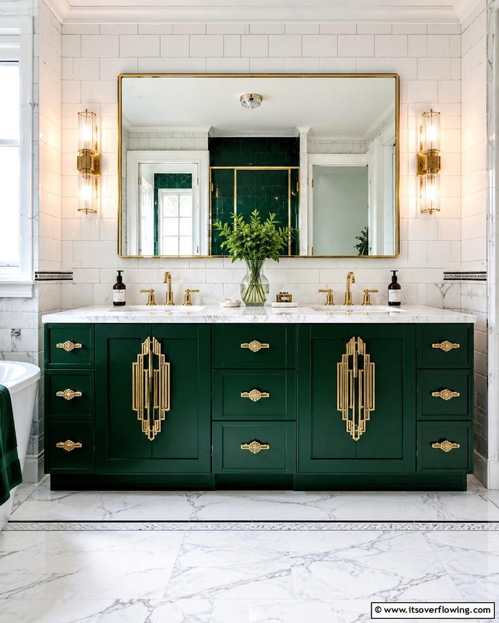 Ornate Cabinet Handles - 30 Art Deco Bathroom Ideas for Glamorous Geometric Design