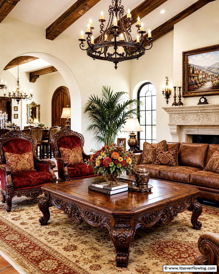 Ornate Carved Furniture - 25 Spanish Style Living Room Ideas for Timeless Elegance