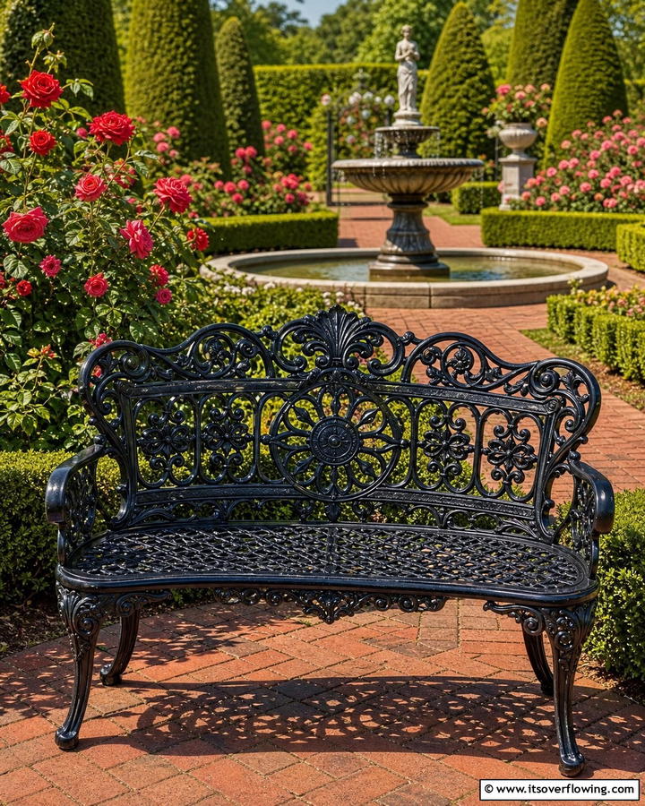 Ornate Cast Iron Bench - 30 Charming Garden Bench Ideas for Relaxing Outdoor Spaces