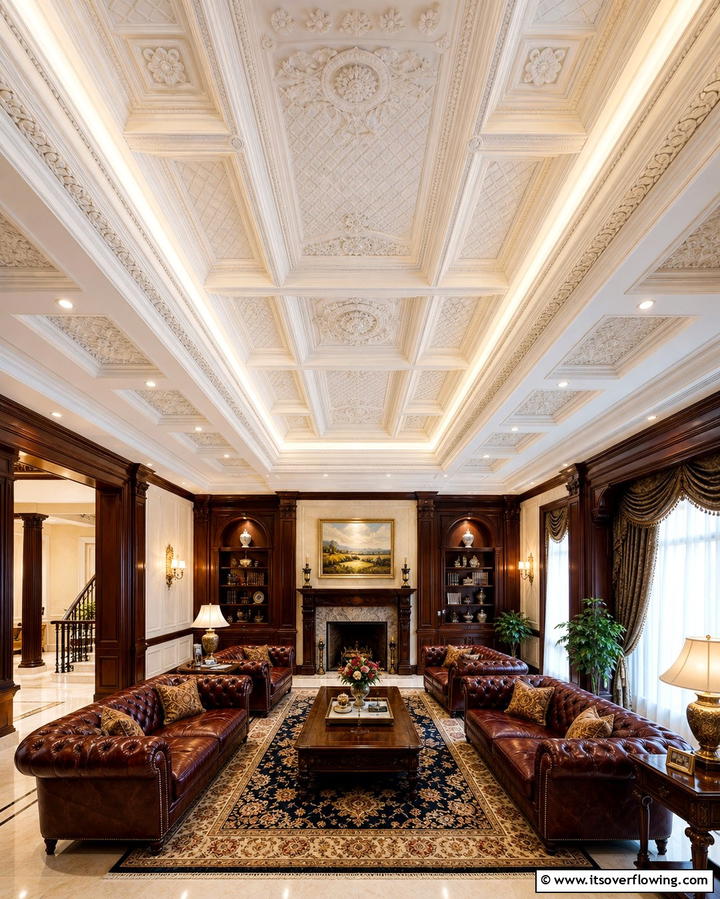Ornate Ceiling Designs - 25 Formal Living Room Ideas for Elegant Gatherings