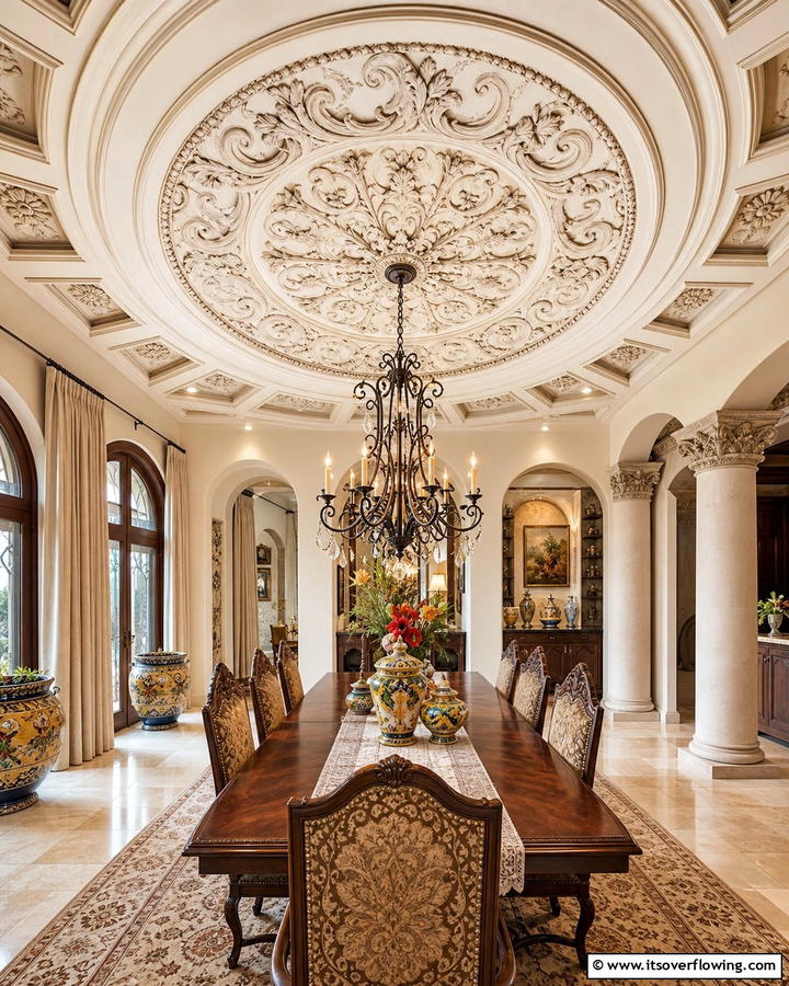 Ornate Ceiling Medallions - 30 Tuscan Interior Design Ideas for Earthy Mediterranean Style