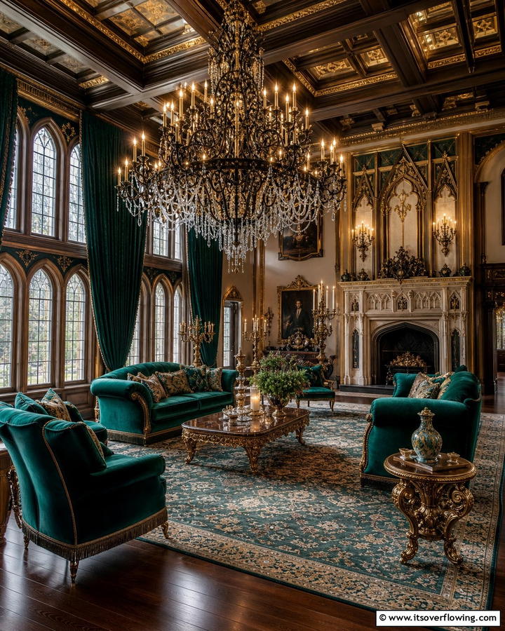 Ornate Chandeliers - 25 Castle Living Room Ideas for a Majestic and Regal Ambiance