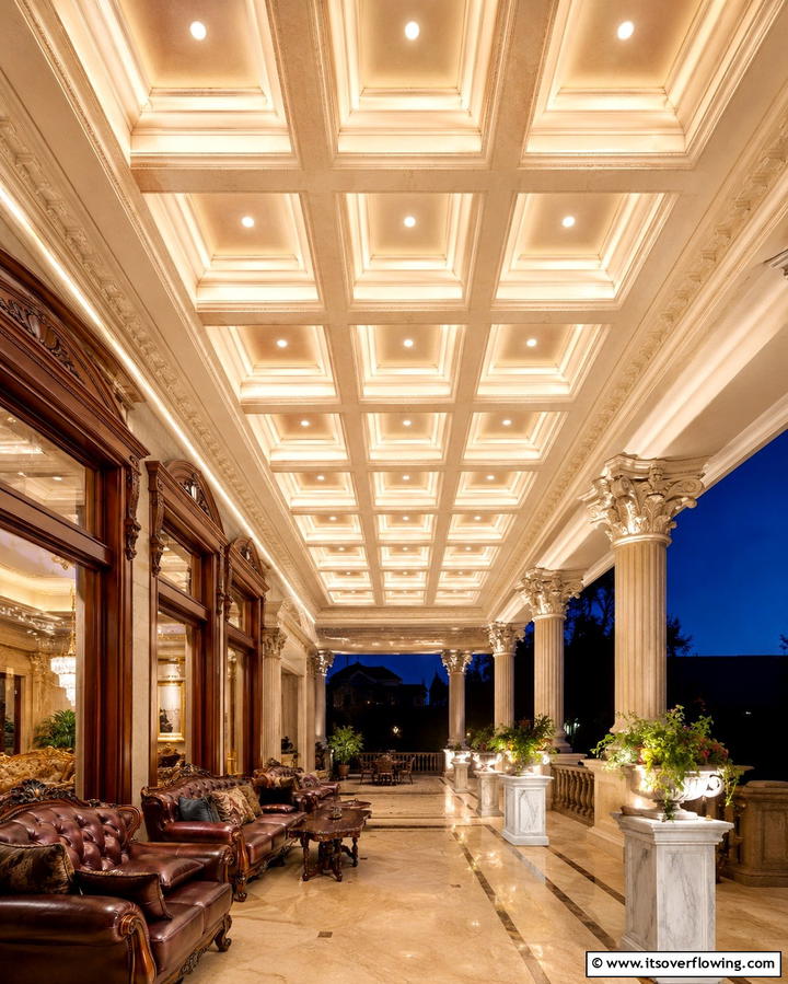 Ornate Coffered Ceiling - 30 Porch Ceiling Ideas to Refresh Your Outdoor Entryway