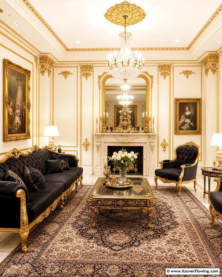 Ornate Gold Accents - 20 Royal Living Room Design Ideas for an Elegant Space