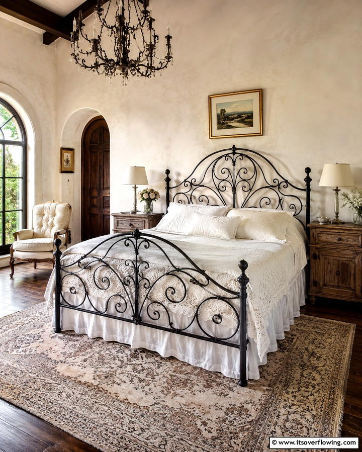 Ornate Iron Bed Frames - 25 Vintage Bedroom Ideas for Timeless Charm & Style