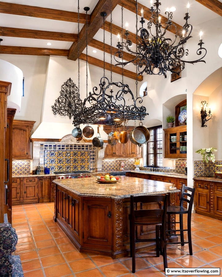 Ornate Iron Fixtures - 30 Spanish Style Kitchen Ideas for Old-World Elegance