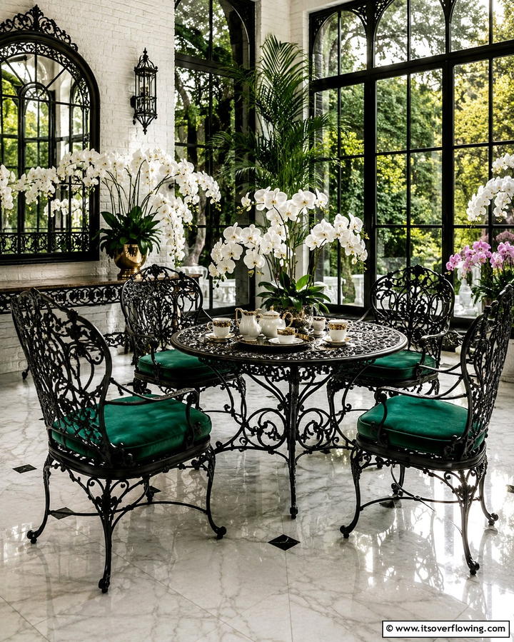 Ornate Iron Furniture - 25 Victorian Sunroom Ideas for a Bright Retreat