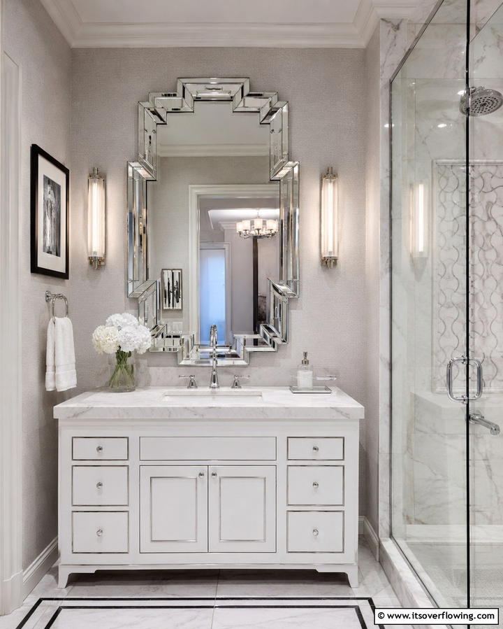 Ornate Mirror Designs - 30 Art Deco Bathroom Ideas for Glamorous Geometric Design