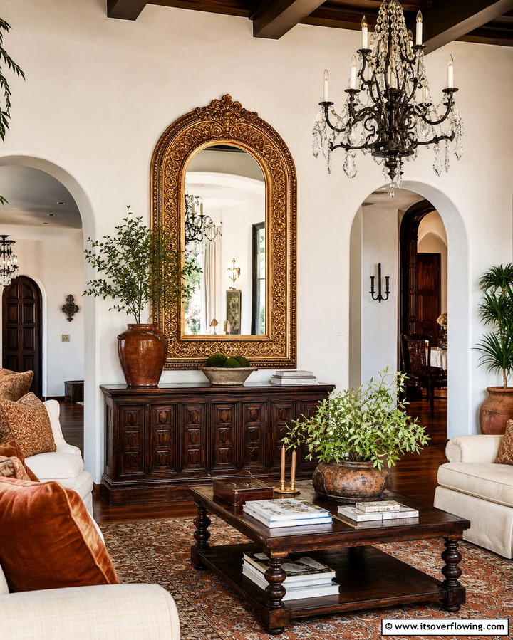 Ornate Mirrors - 25 Spanish Style Living Room Ideas for Timeless Elegance