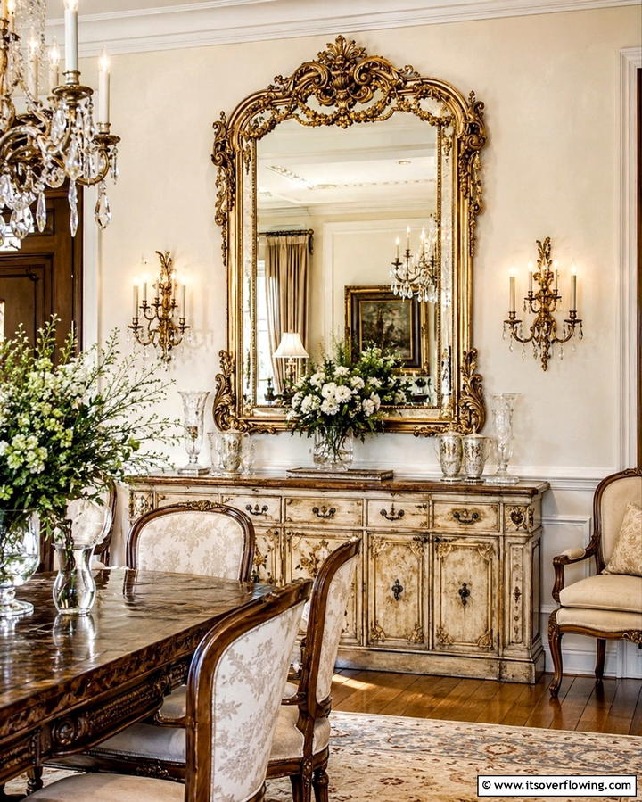 Ornate Mirrors for Added Depth - 20 Vintage Dining Room Ideas for Timeless Elegance