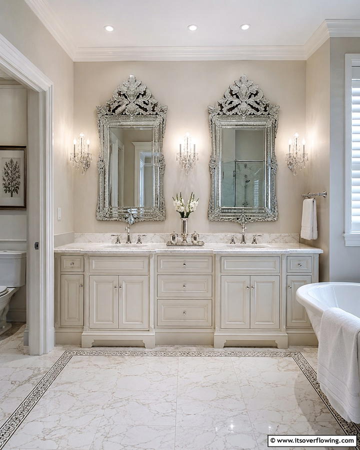Ornate Mirrors for Refined Detailing - 25 Traditional Bathroom Ideas for Timeless Elegance