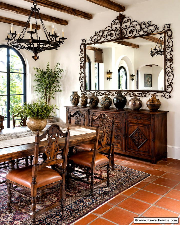 Ornate Mirrors - 20 Spanish Style Dining Room Ideas for a Chic Look
