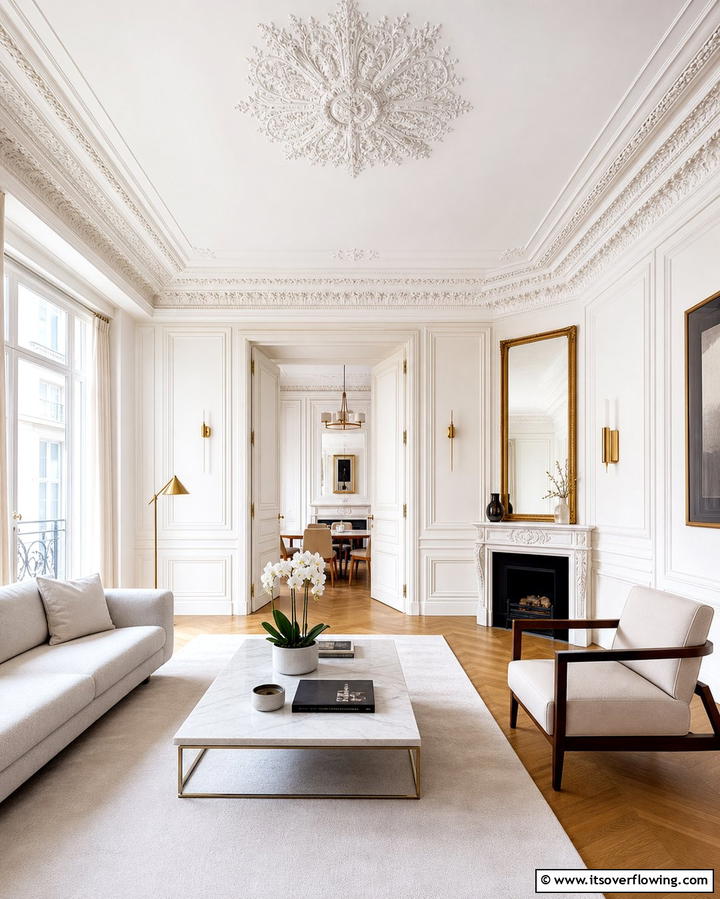 Ornate Molding and Trim - 25 Parisian-style Living Room Ideas for Elegant Homes