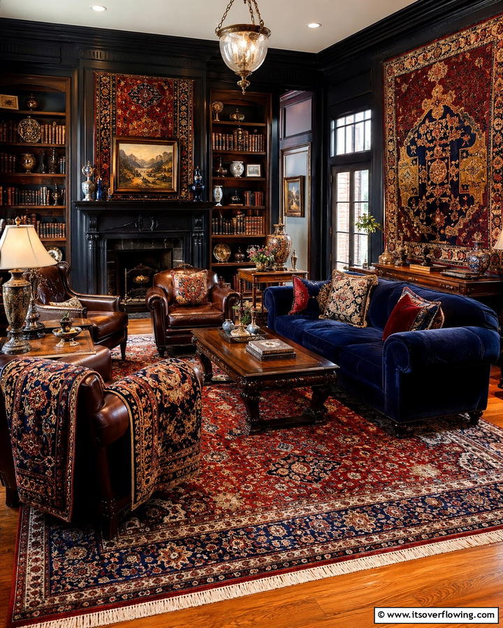 Ornate Rugs and Textiles - 25 Dark Academia Interior Design Ideas for Sophistication