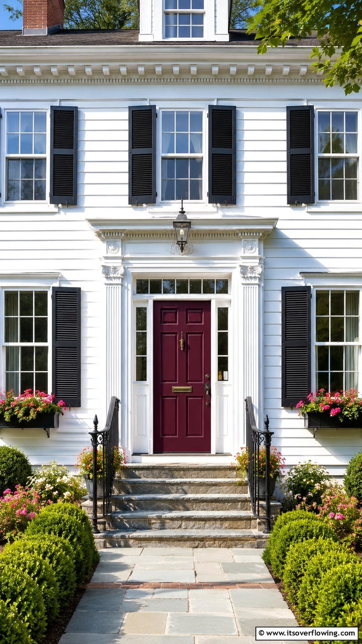 Ornate Trim Finishes - 30 Colonial Front Door Ideas to Enhance Your Home’s Charm