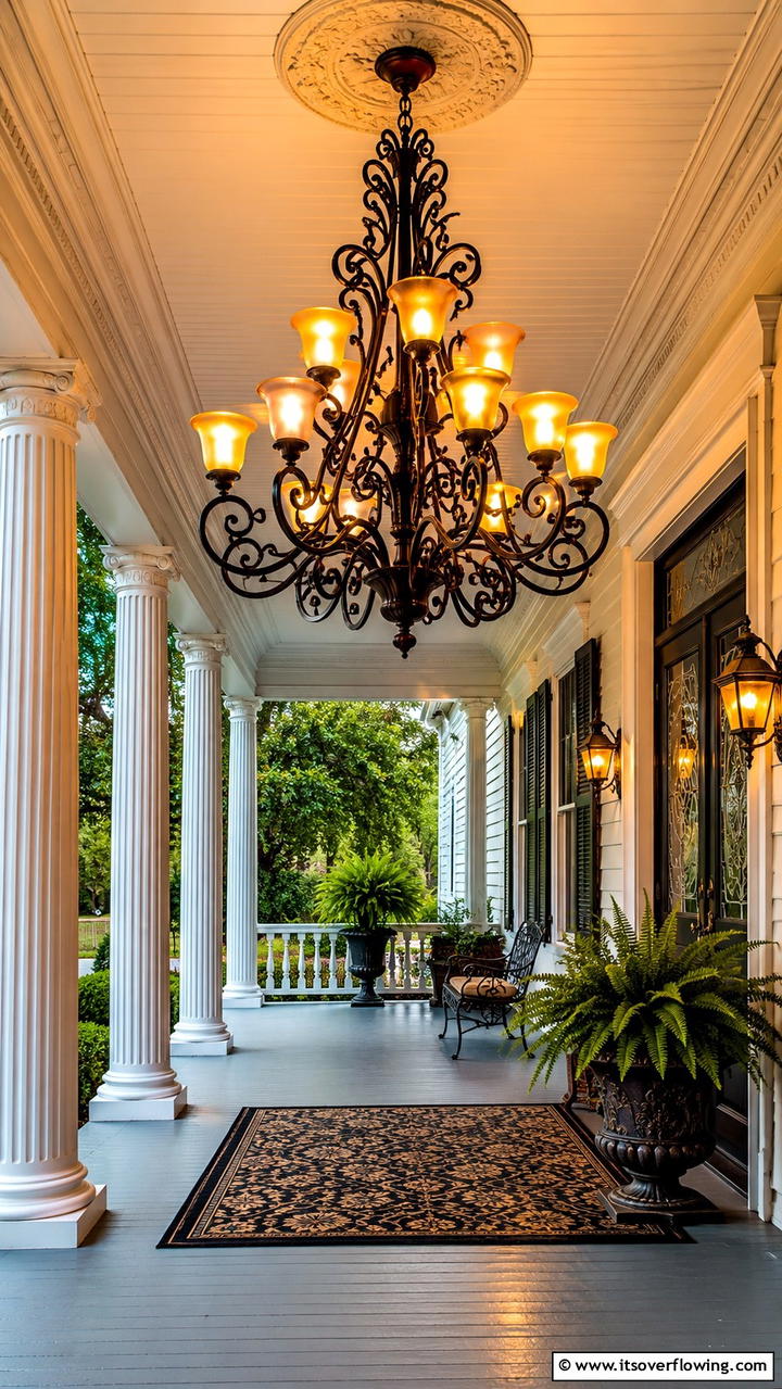 Ornate Vintage Chandeliers - 30 Inviting Front Porch Lighting Ideas for Curb Appeal