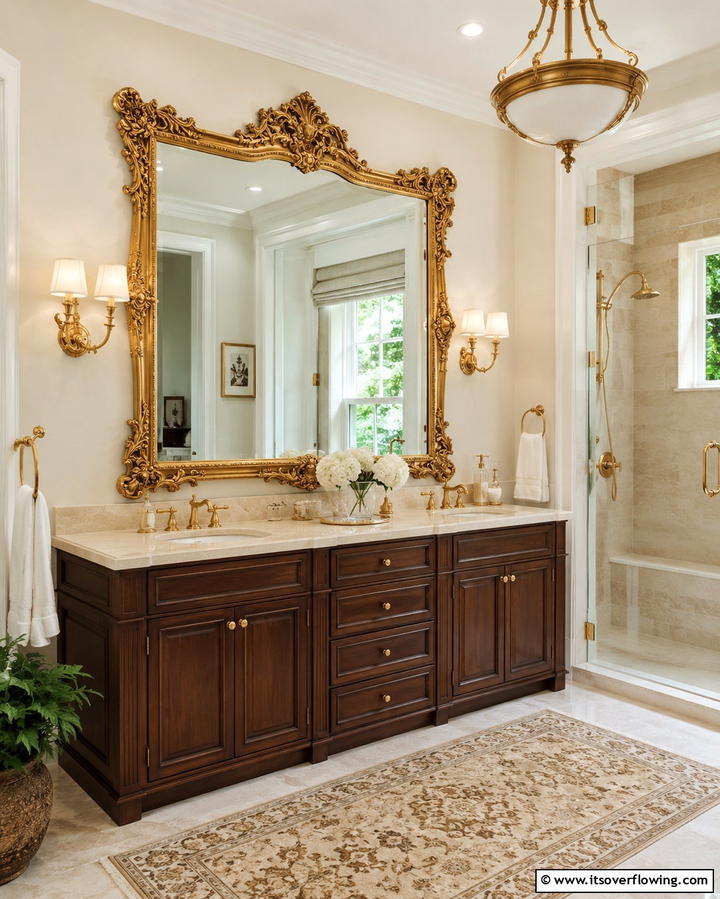 Ornate Wall Mirrors - 25 Vintage Bathroom Ideas for Classic Charm