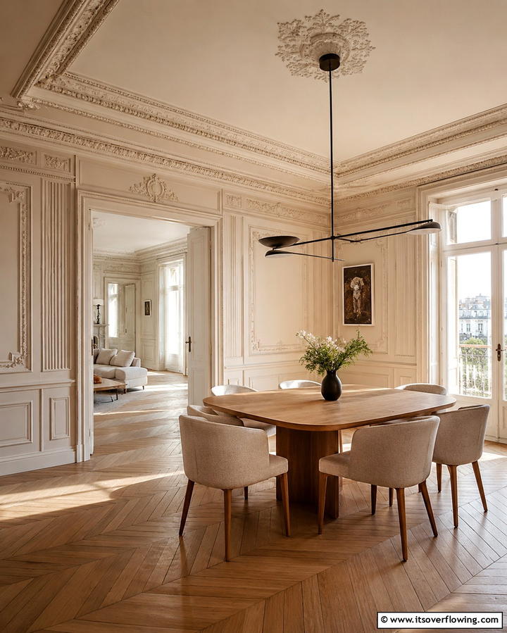 Ornate Wall Molding - 25 Parisian Dining Room Ideas for Elegant Spaces