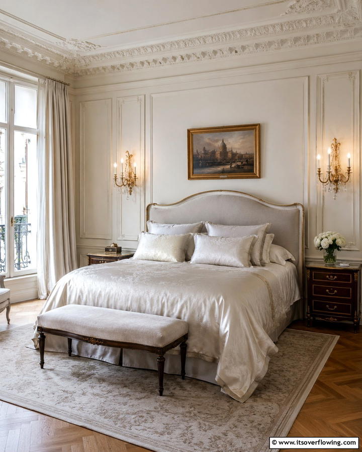 Ornate Wall Sconces - 30 French Bedroom Decor Ideas for Elegant European Style