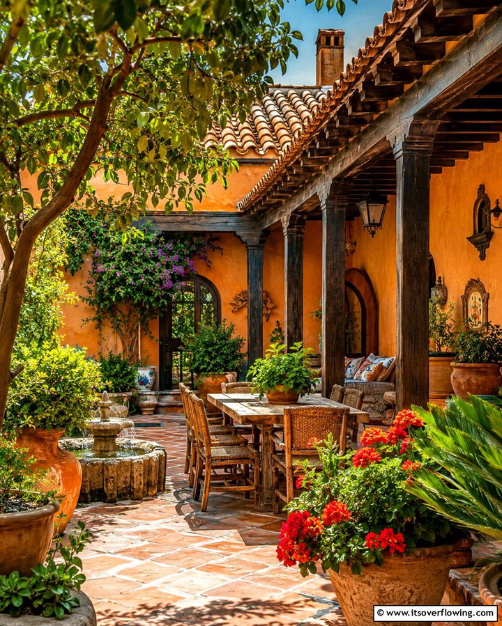 Ornate Water Features - 25 Spanish Courtyard Ideas for a Mediterranean Oasis