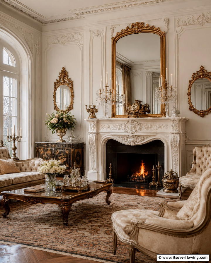 Ornate White Mantel - 25 White Fireplace Ideas to Warm Up Your Living Room