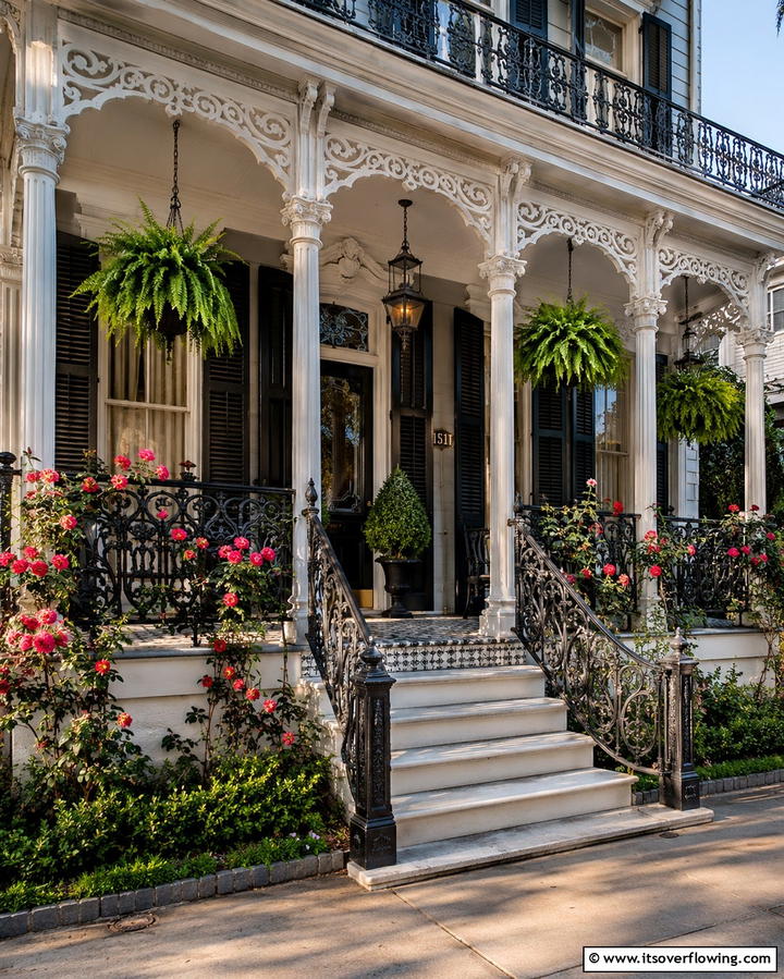 Ornate Wrought Iron Railings - 20 Charming Victorian Porch Ideas for a Classic Look