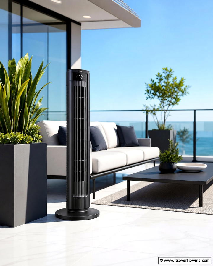 Oscillating Tower Fans for Sleek Spaces - 20 Patio Fan Ideas to Keep Your Outdoor Space Cool