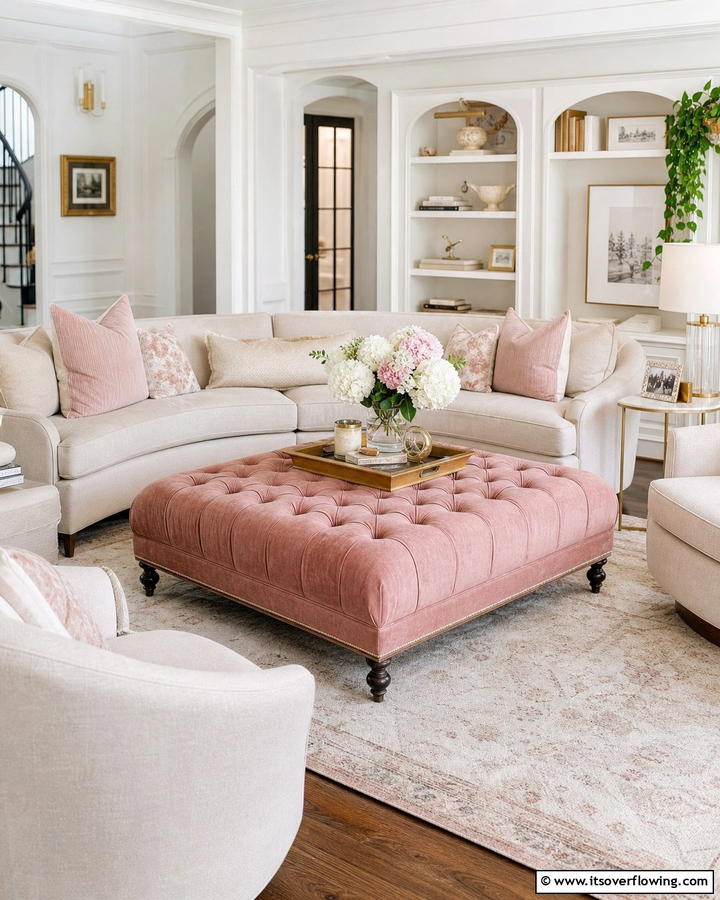 Ottoman Coffee Table Combo - 20 Parlor Room Ideas to Revitalize Your Living Space