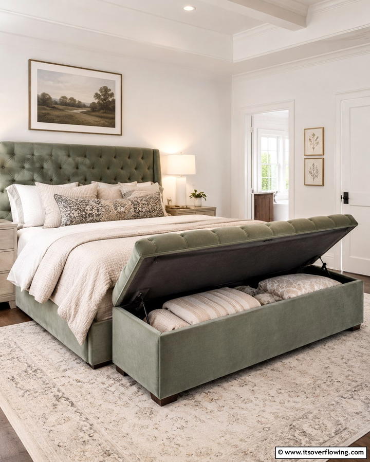 Ottoman Storage Benches - 25 Smart Bedroom Storage Ideas to Declutter Your Space