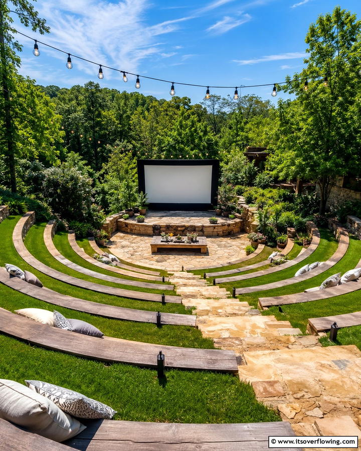 Outdoor Amphitheater SeatingOne - 25 Down Sloped Backyard Ideas for a Unique Outdoor Space