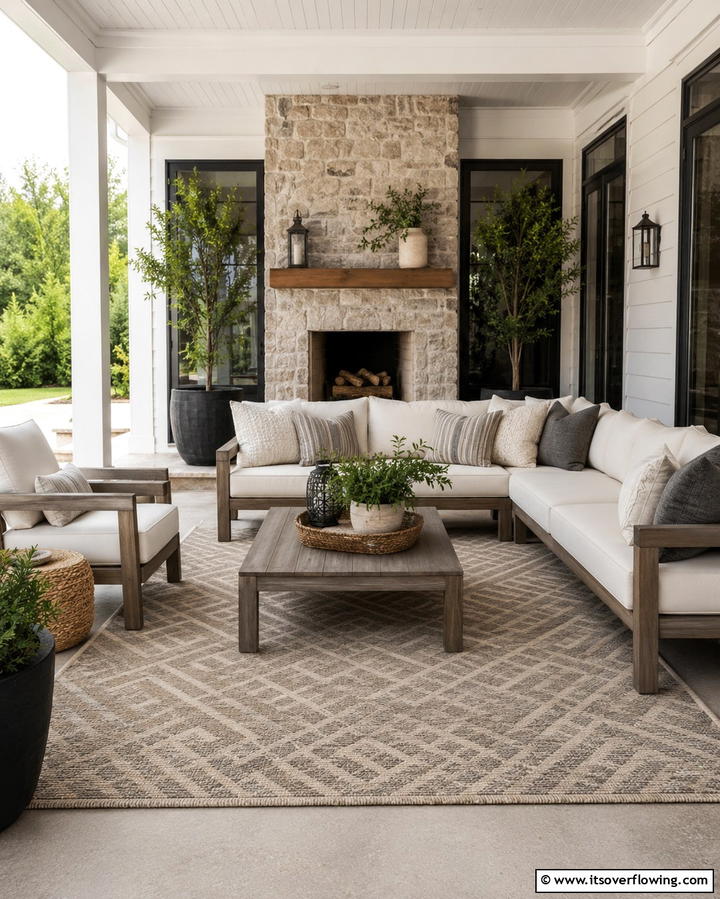 Outdoor Area RugExact - 30 Farmhouse Patio Ideas for Rustic Outdoor Relaxation