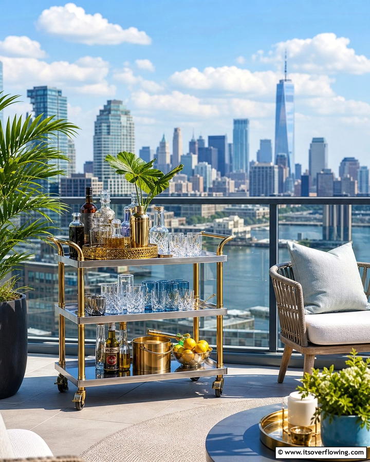Outdoor Bar Cart - 20 Penthouse Balcony Ideas for a Luxurious Outdoor Space