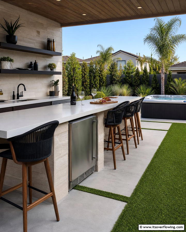 Outdoor Bar Nearby - 25 Relaxing Hot Tub Decor Ideas for Your Backyard