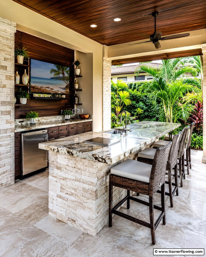Outdoor Bar Setup - 20 Stylish Lanai Kitchen Ideas for Indoor-Outdoor Living
