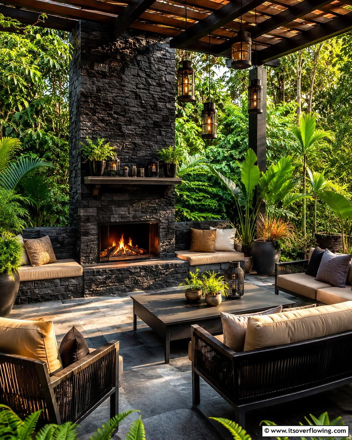 Outdoor Black Stone Fireplace - 25 Elegant Black Stone Fireplace Ideas