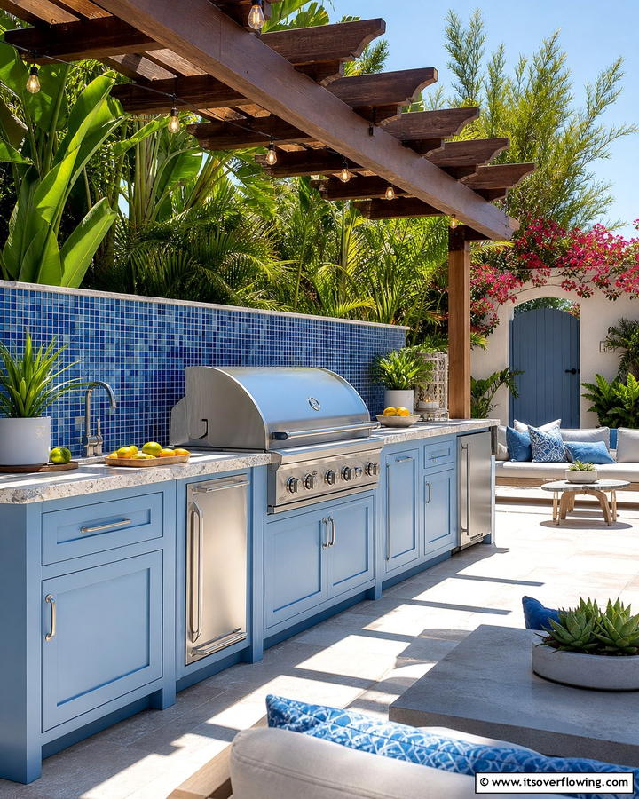 Outdoor Blue Kitchen Retreat - 21 Inviting Blue Kitchen Ideas for Coastal or Modern Themes
