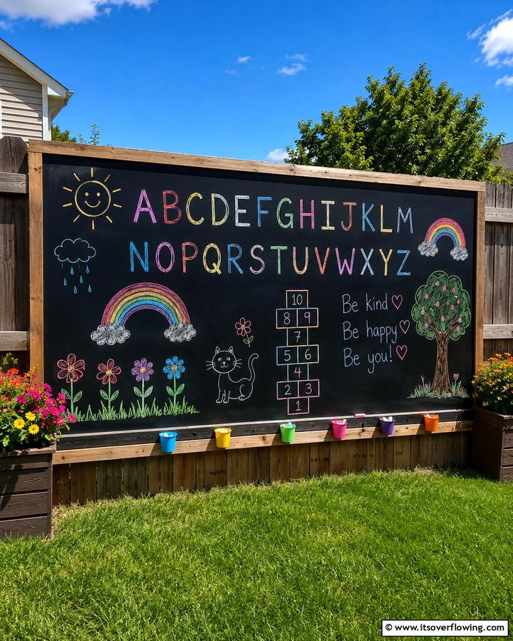 Outdoor Chalkboard Wall - 25 Backyard Ideas for Kids to Create Fun Outdoor Spaces