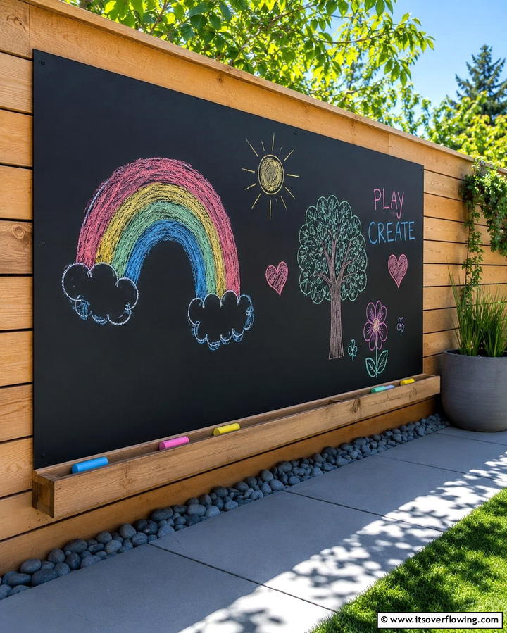 Outdoor Chalkboard Walls - 30 EYFS Outdoor Area Ideas for Engaging Play Spaces