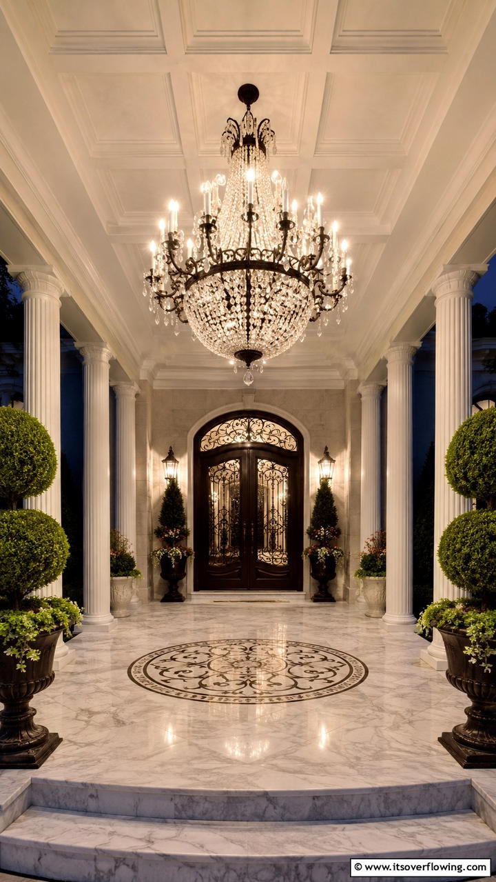 Outdoor Chandelier Glam - 30 Inviting Front Porch Lighting Ideas for Curb Appeal