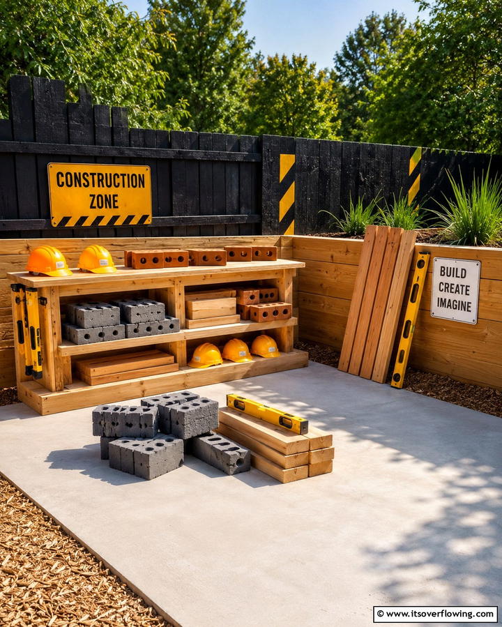 Outdoor Construction Area - 30 EYFS Outdoor Area Ideas for Engaging Play Spaces