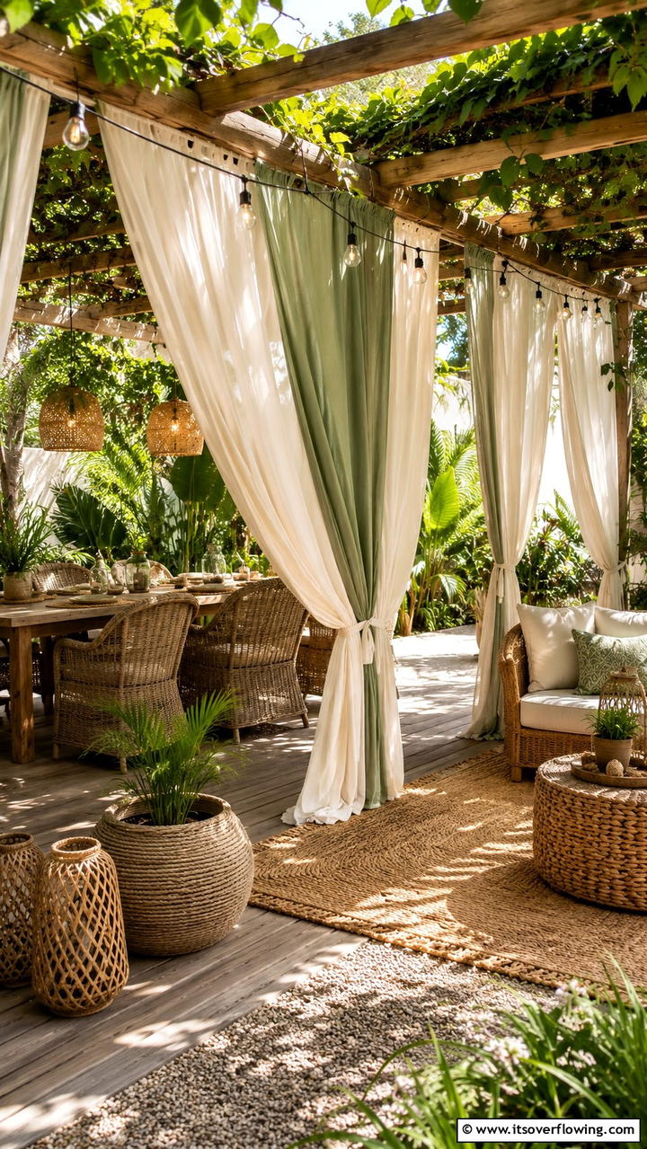 Outdoor Curtain Divider - 30 Garden Divider Ideas for Functional Outdoor Spaces