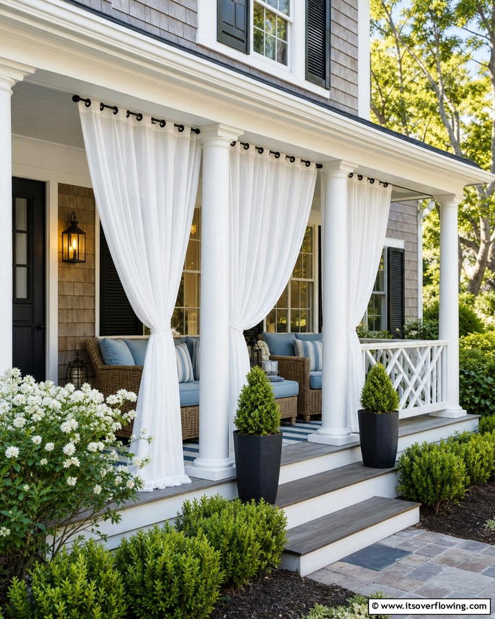 Outdoor Curtains for Privacy - 20 Small Cape Cod Front Porch Ideas for Charm